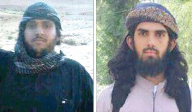 File photo shows image of Mamdouh Al-Mutairi (L) and Abdullah Al-Shammari who carried out the attack on Arar border crossing. (Asharq Al-Awsat)