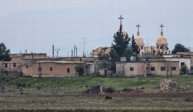 A general view shows a church in the Assyrian village of Abu Tina, which was recently captured by Islamic State fighters, February 25, 2015. (Reuters)