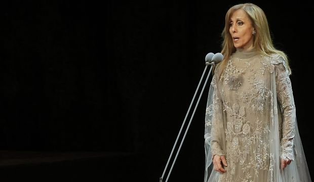 Lebanese diva Fairuz performs during a rare concert in Beirut on October 7, 2010. (Joseph Eid/AFP/Getty Images)
