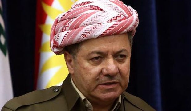 President of the Kurdistan region Massoud Barzani speaks during a joint press conference with British Foreign Secretary William Hague (unseen) in Erbil, the capital of Iraq’s autonomous region of Kurdistan, on June 27, 2014. (AFP Photo/Safin Hamed)