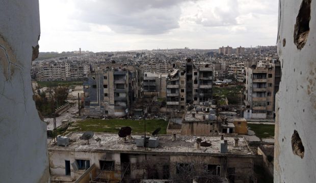 Damaged buildings are seen at the Al-Amriya frontline, in Aleppo, Syria, on March 3, 2015. (Reuters/Hosam Katan)