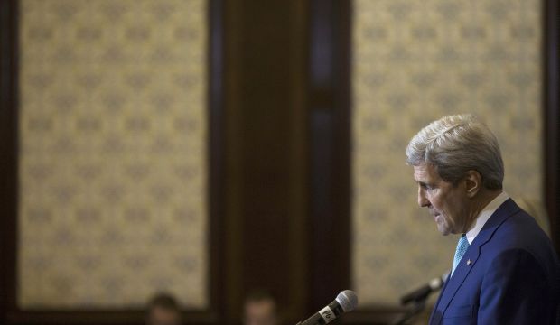 US Secretary of State John Kerry speaks at a news conference in Sharm El-Sheikh, Egypt, Saturday, March 14, 2015. (AP/Brian Snyder)