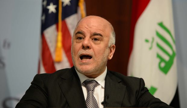 Iraq’s Prime Minister Haider Al-Abadi speaks at the Center for Strategic and International Studies (CSIS) in Washington, DC, on April 16, 2015. (AFP Photo/Jim Watson)