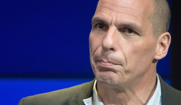 Greek Finance Minister Yanis Varoufakis delivers remarks at the Brookings Institute in Washington, DC on April 16, 2015. (AFP Photo/Paul J. Richards)