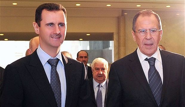 In this February 7, 2012 file photo, Syrian President Bashar Al-Assad (L) meets Russian Foreign Minister Sergei Lavrov in the Syrian capital Damascus. (AFP Photo) 