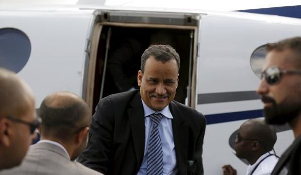 United Nations envoy to Yemen Ismail Ould Cheikh Ahmed steps out of a plane upon arrival at the international airport in Sana’a, Yemen, on May 29, 2015. (Reuters/Khaled Abdullah)