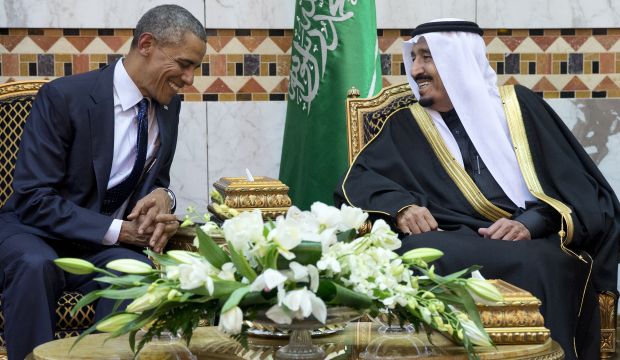 In this January 27, 2015 file photo, President Barack Obama meets Saudi Arabian King Salman in Riyadh, Saudi Arabia. (AP Photo/Carolyn Kaster-file)