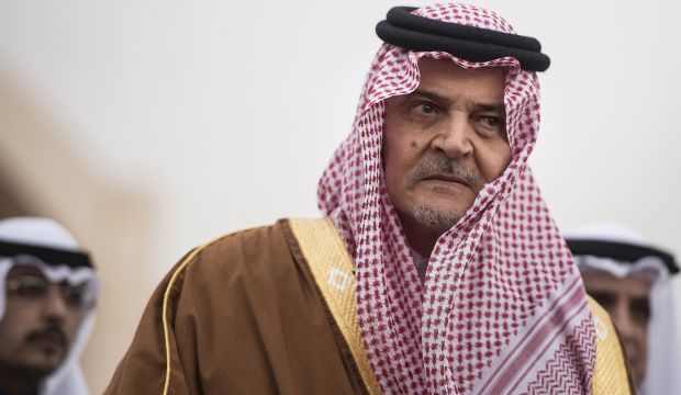 In this Sunday, Jan. 5, 2014 file photo, former Saudi Foreign Minister Prince Saud Al-Faisal waits to greet U.S. Secretary of State John Kerry as Kerry arrives at King Khalid International Airport in Riyadh, Saudi Arabia. (Pool Photo via AP, File)