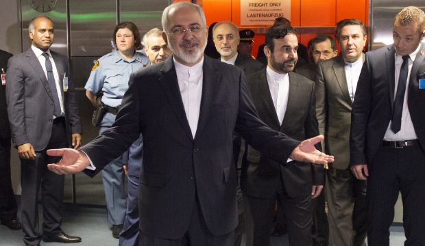 Iranian Foreign Minister Mohammad Javad Zarif arrives for the final plenary meeting at the United Nations building in Vienna, Austria, Tuesday, on July 14, 2015.  (Joe Klamar/Pool Photo via AP)