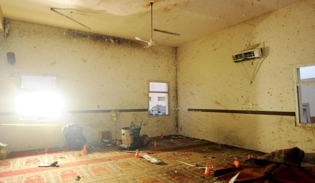Damage inside a mosque used by members of a local security force, where a suicide bomber killed at least 15 people in an attack on Thursday, is pictured in Abha, southwest Saudi Arabia, on August 6, 2015. (Reuters/Saudi Press Agency/HO)
