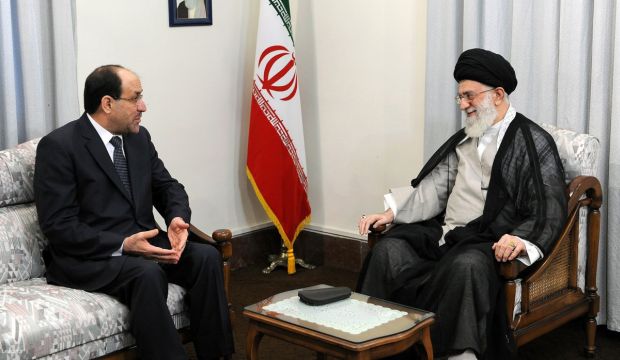 Iran’s Supreme Leader Ayatollah Ali Khamenei meets with former Iraqi prime minister and vice president Nuri Al-Maliki in Tehran, Iran, in this October 18, 2010 file photo. (Reuters/HO/Official Website of Iran’s Supreme Leader)