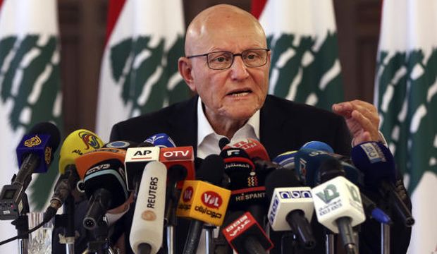 Lebanese Prime Minister Tammam Salam speaks during a press conference at the government palace in Beirut, Lebanon, on August 23, 2015. (AP Photo/Bilal Hussein)