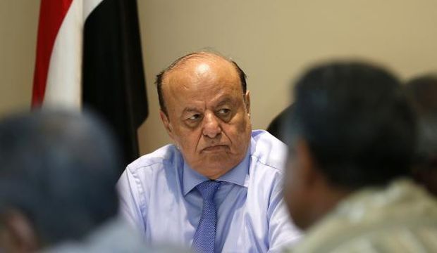 Yemeni President Abd Rabbuh Mansur Hadi, who returned recently to his country after a nearly six-month exile, looks on during a meeting in the southern city of Aden on September 27, 2015. (AFP Photo/Ahmed Farwan)