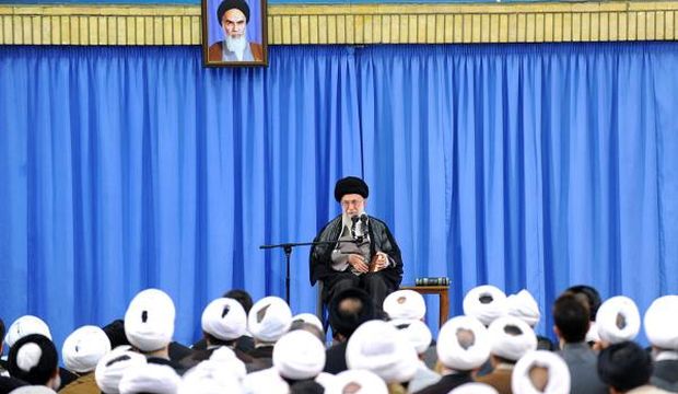 A handout picture released by the official website of the Center for Preserving and Publishing the Works of Iran's Supreme Leader Ayatollah Ali Khamenei, shows him delivering a speech in Tehran on September 27, 2015, during which he demanded Saudi Arabia apologize for a stampede that killed nearly 770 pilgrims at the Hajj, at least 144 of them Iranians. (AFP Photo/HO/Khamenei.ir)