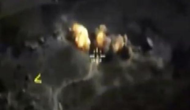 In this photo made from the footage taken from Russian Defense Ministry official website on October 3, 2015, a bomb explosion is seen in Syria during Russian airstrikes. (Russian Defense Ministry Press Service via AP)