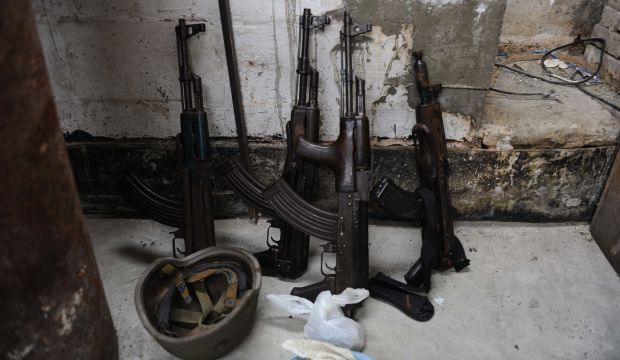 Some of the weapons the Bahraini police found hidden in a house in Nuweidrat, a residential district south of the capital, Manama, on Wednesday, September 30, 2015. (Bahrain News Agency Photo)