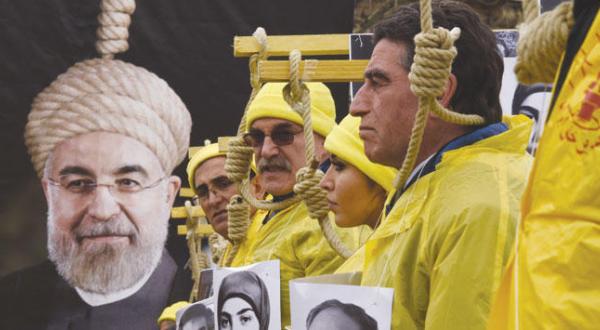 Part of the demonstrations in Paris yesterday held in condemnation of the increasing number of executions in Iran (AFP) 