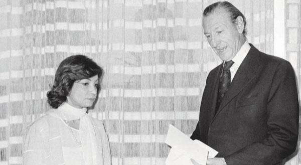 Princess Ashraf Pahlavi with former Secretary-General of the United Nations, Kurt Waldheim in June 20, 1975 (AP)