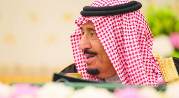 The Custodian of the Two Holy Mosques King Salman bin Abdulaziz whilst leading the council of ministers’ session in Riyadh yesterday (SPA)