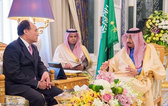 King Salman with Secretary General of International Telecommunication Union Houlin Zhao