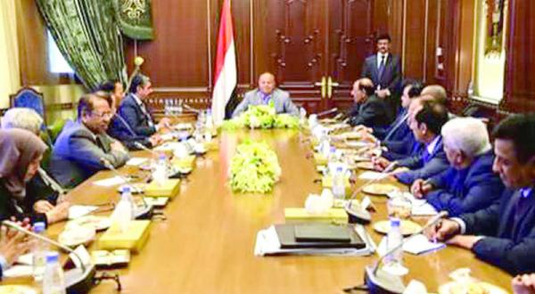 President Abd Rabbuh Mansur Hadi chairing the Yemeni govermental meeting in Riyadh