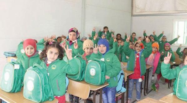 Syrian kids at Zaatari Camp after receiving School Bags and Stationery