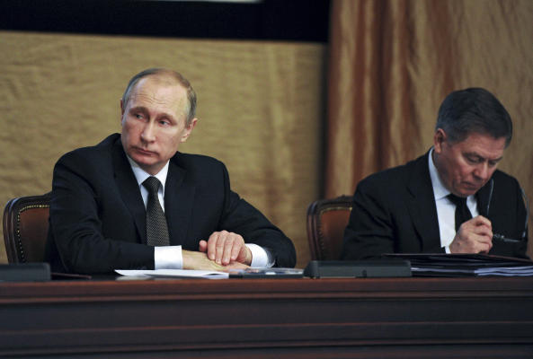 Russia's President Vladimir Putin attends a session of the board of the Federal Security Service (FSB) in Moscow (AP)