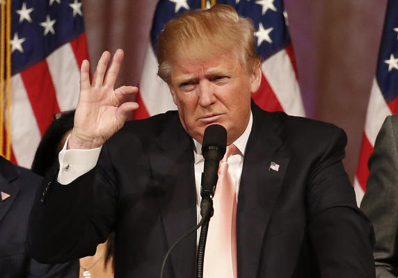 Republican presidential candidate Donald Trump addresses a press conference following his victory in the Florida state primary on March 15, 2016 in West Palm Beach, Florida.