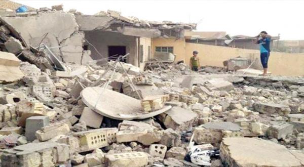 Part of destruction in Falluja due to raids by government forces