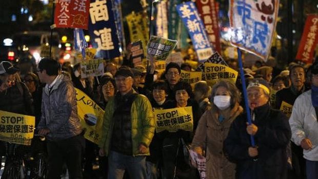 Thousands protest against tough new official secrets law in Japan