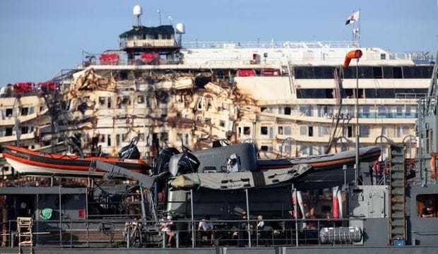 Costa Concordia nears end of final voyage to scrap yard