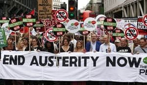Thousands march in central London to protest austerity