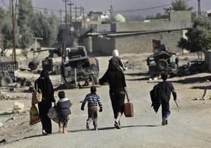 Boats, Scaling Wrecked Bridges Are Only Means for Residents to Escape Mosul’s West