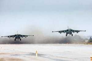Russian Warplanes Bomb Rebel Sites near Hama, Syria